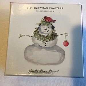 NWT CYNTHIA DUNN SNOWMAN COASTERS